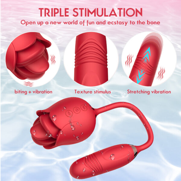 BAT-AVQ018 Biting Mouth Rose Vibrator | Triple Stimulation for Unforgettable Pleasure