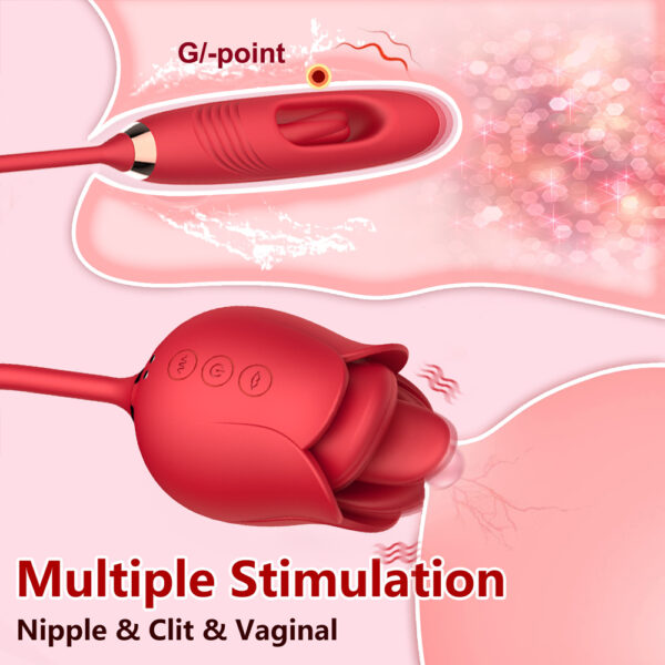 BAT-AVQ019 Biting Mouth & Beating Tail Vibrator | Dual Pleasure with Rose Design