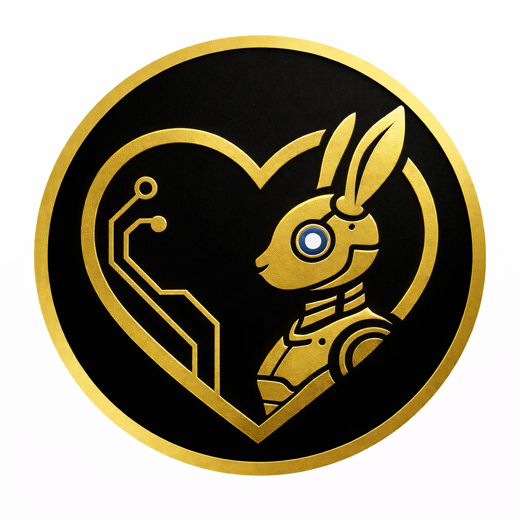 Luxury Lover Toys & Robots gold robotic bunny logo